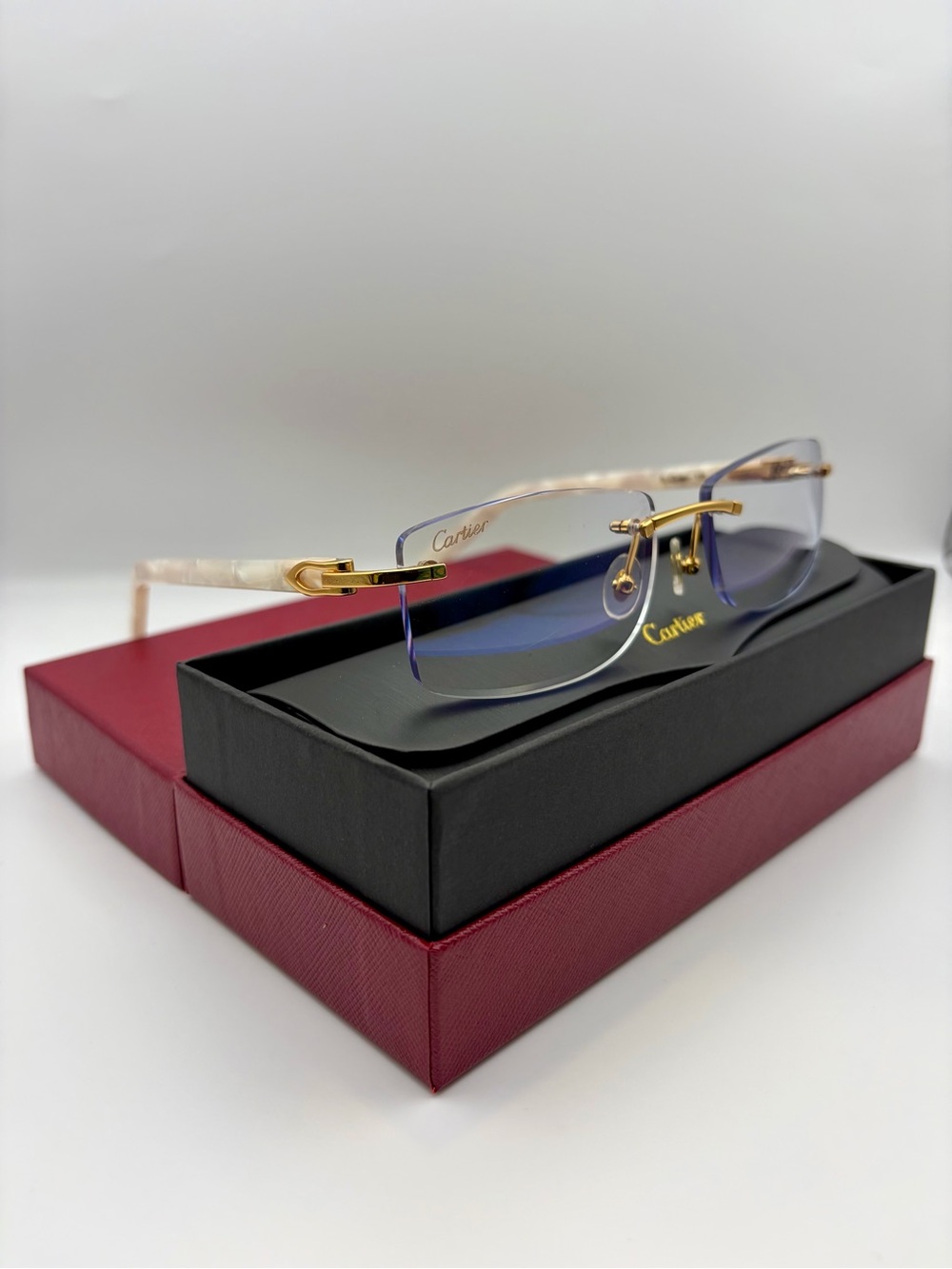 Cartier Rimless Lens Glasses with Gold Accents